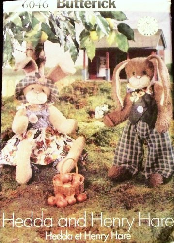 OOP Butterick Pattern 6046. 22" Stuffed Easter Bunnies & Clothes. Hedda & Henry Hare