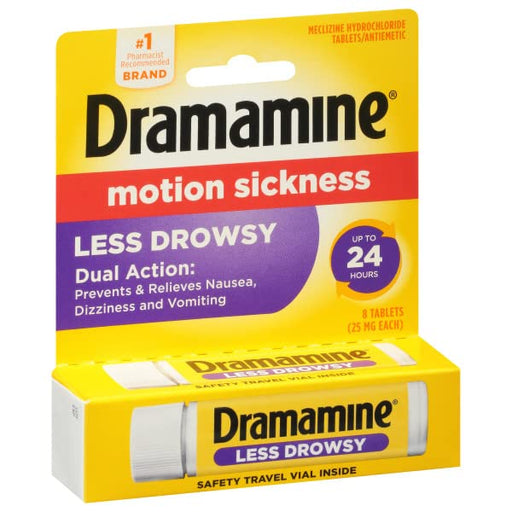 Dramamine All Day Less Drowsy Motion Sickness Relief, 8 Tablets (Pack of 5)