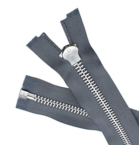 YKK #10 10 Inch to 36 Inch Aluminum Separating Jacket Zipper Extra Heavy Duty Metal Zippers for Sewing Coats Crafts (Medium Grey - 578, 17 Inches)