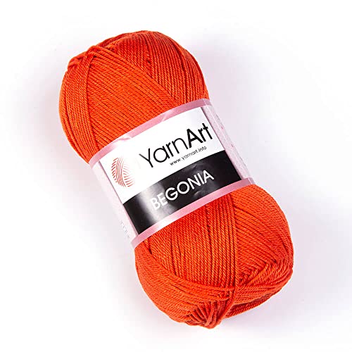 Yarn Art Begonia Yarn 100% Cotton, Pure Premium Soft Cotton Yarn, for Knitting Crochet and Amigurumi, Various Pastel and Shiny Colors Yarn, Baby Yarn, 1.76 Oz (50g) / 185 Yrds (169m) (5535)