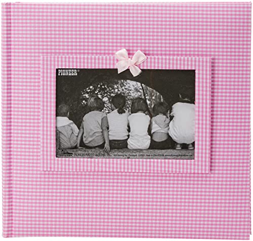 Pioneer Photo Albums 200-Pocket Gingham Fabric Frame Cover Photo Album for 4 by 6-Inch Prints, Pink