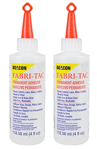 Twin-Pack of Beacon Fabri-Tac Permanent Adhesive, 4 Ounce The Glue Gun in A Bottle ! (Original Version)