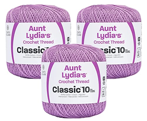 Aunt Lydia's Bulk Buy Crochet Cotton Classic Crochet Thread Size 10 (3-Pack) Wood Violet 154-495