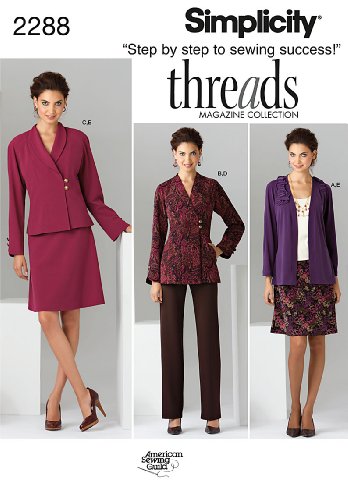Simplicity Threads Magazine Pattern 2288 Women's Jacket, Pants, Skirt and Knit Cardigan Sizes 20W-28W