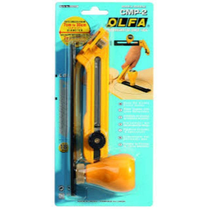 OLFA Heavy Duty Circle Cutter (CMP-2) - Adjustable Compass Style Rotary Circle Cutter for Cutting Circles 3 to 12 Inches in Diameter, Replacement Blades: OLFA LB-10B, LBB-10B, & L-SOL-10B Blades
