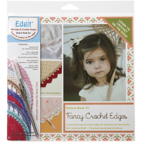 Ammees Babies EDGIT-E101 Edgit Piercing Crochet Hook and Book Set, Fancy Crochet Edges