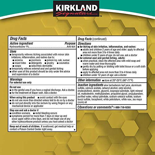 Kirkland Signature Hydrocortisone 1% Plus Anti-Itch Cream, 8 Ounces (Pack of 4)