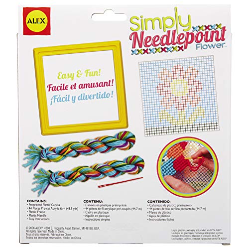 Alex Craft Simply Needlepoint Flower Kids Art and Craft Activity, Gift For Beginners in Needlepoint, A Skill that Lasts a Lifetime, For Ages 5 and up