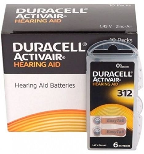 Duracell Hearing Aid Batteries Size 312 pack 40 batteries ((3.Units))