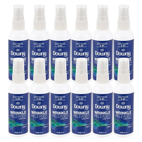 Downy Wrinkle Release Spray Plus, Static Remover, Odor Eliminator, Steamer for Clothes Accessory, Fabric Refresher and Ironing Aid, Light Fresh Scent, 3 Fl Oz (Pack of 12)