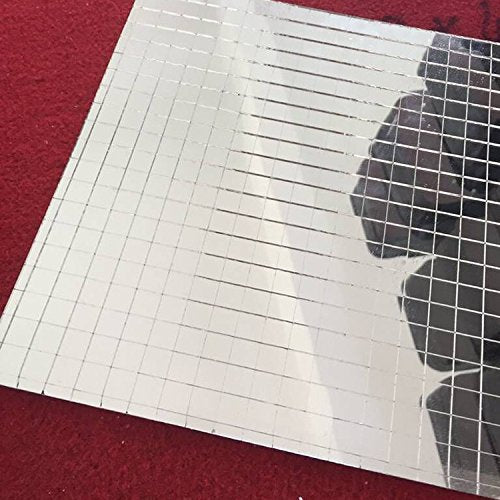 Glass Mosaic Tile,Mini Square Glass Mosaic Mirror Sheet Real Glass Self-Adhesive,Silver Glass Crafts