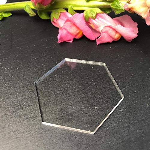 YongPan Acrylic Blanks Hexagon Clear Tag, Acrylic Coaster Hexagon Place Card Names Wedding Signs for Wedding, DIY Crafts Making and Home Decoration (Clear, 2")
