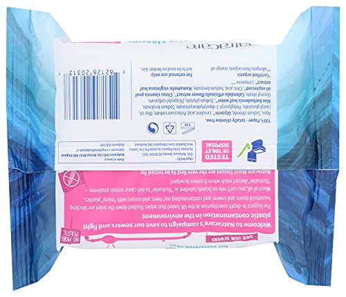 Natracare Safe to Flush Moist Tissues, Made of 100% paper and an Organic and Natural formula with Aloe Vera and Witch Hazel, Sewer Safe, Flushable Wipes (480 Count)