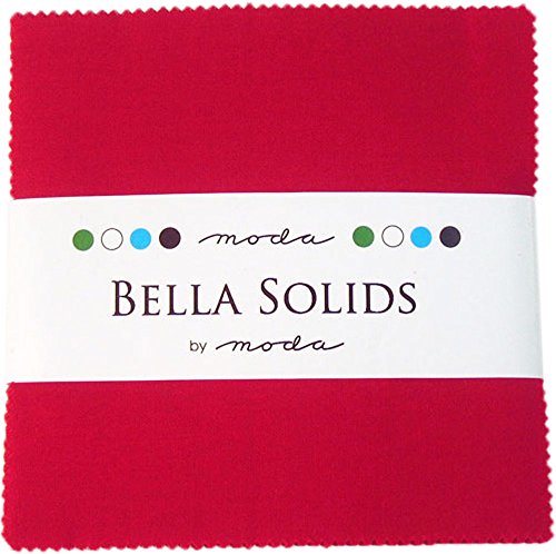 Moda Bella Solids Red 9900-16 Charm Pack, 42 5-inch Cotton Fabric Squares