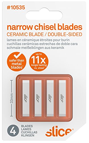 Slice 10535 Chisel Blade, Narrow, Double-Sided, Finger-Friendly Edge, Safer Choice, Never Rusts, Lasts 11x Longer Than Metal, Precision Scraping, Scratchboard Art, Sculpting