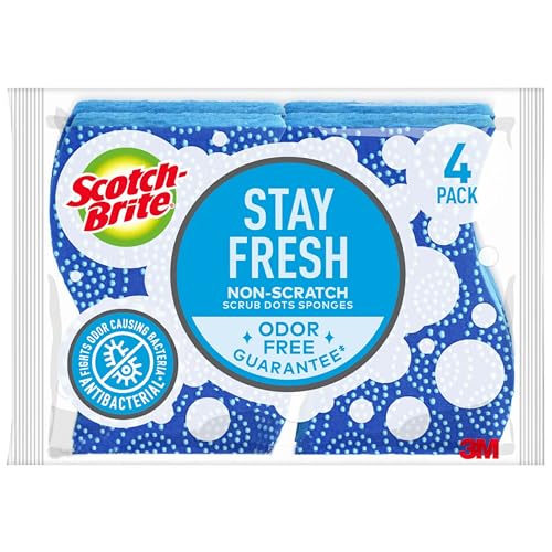 Scotch-Brite Scrub Dots Non-Scratch Scrub Sponge, Rinses Clean, For Washing Dishes and Cleaning Kitchen, 9 Packs of 4 Sponges (36 Total)