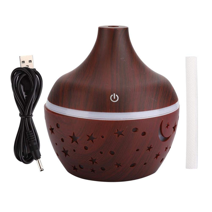 Essential Oil Diffuser, 300ml Ultrasonic Aroma Diffuser Wood Grain Aromatherapy Diffuser with 7 Color Changing Night for Room Decor(Dark Wooden Grain)