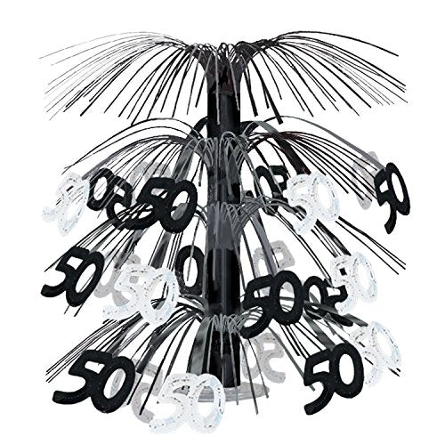 50 Cascade Centerpiece (black & silver) Party Accessory  (1 count) (1/Pkg)