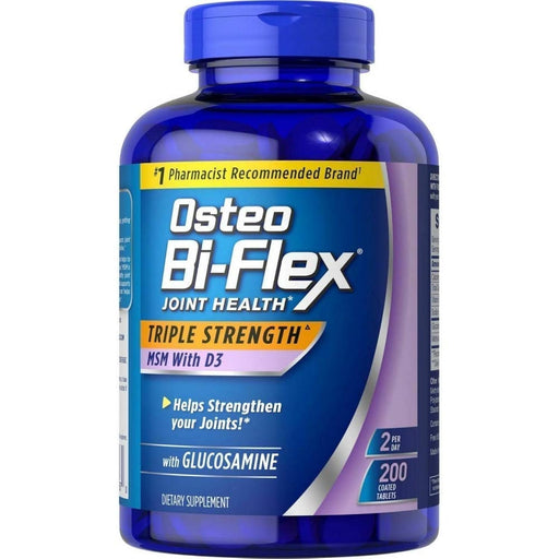 Osteo Bi-Flex Triple Strength Glucosamine 1500 mg, MSM 1500 mg with Vitamin D3 1000 UI Tablets, 200 Count (Pack of 1)