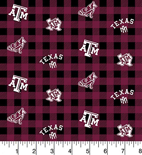Texas A&M University Cotton Fabric Buffalo Plaid Design-Newest Pattern-Sold by The Yard-SYKEL