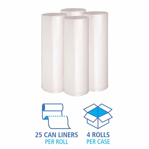Boardwalk X8046DCKR01 40 in. x 46 in. 45 gal. 1.4 mil Recycled Low-Density Polyethylene Can Liners - Clear (100/Carton)