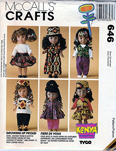 McCall's Craft Sewing Pattern 646/ or 7395 c1994 KENYA Growing Up Proud, 13" Doll Clothes, OOP