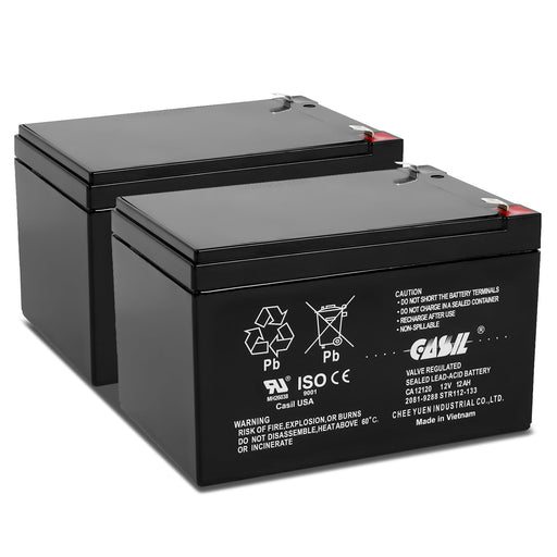 Casil 2 Pack CA12120 12v 12ah Battery with F2 Terminal, Sealed Lead Acid Battery 12v 12ah Deep Cycle AGM Scooter Battery for Ride on Toys and Power Wheels