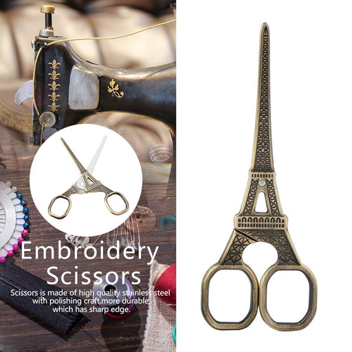 Scissors, DIY Fashionable Eiffel Tower Shape Stainless Steel Sewing Shears Mini Vintage Dresser Embroidery Handicraft Tool Scissor for Embroidery Craft Art Work(bronze)