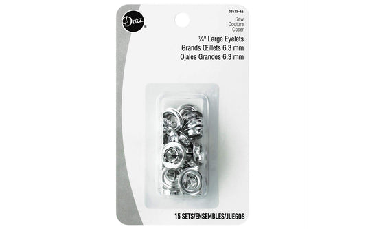 Dritz 33575-65 Large Eyelets, Nickel, 1/4-Inch 15-Count