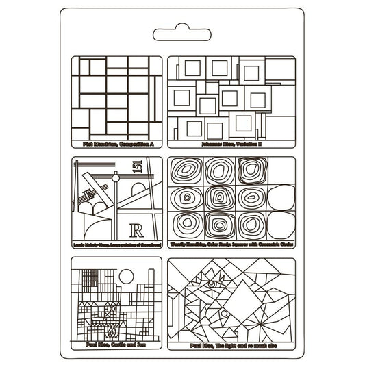 Stamperia International Stamperia-Soft Mould-Bauhaus-Squares, White, A4