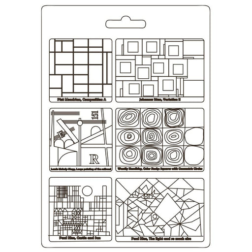 Stamperia International Stamperia-Soft Mould-Bauhaus-Squares, White, A4