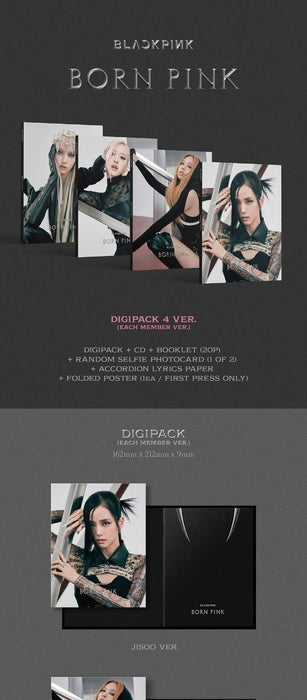 BORN PINK 2nd Album Digipack Version CD+Booklet+Selfie photocard+Accordion lyrics paper+Tracking (LISA Version)