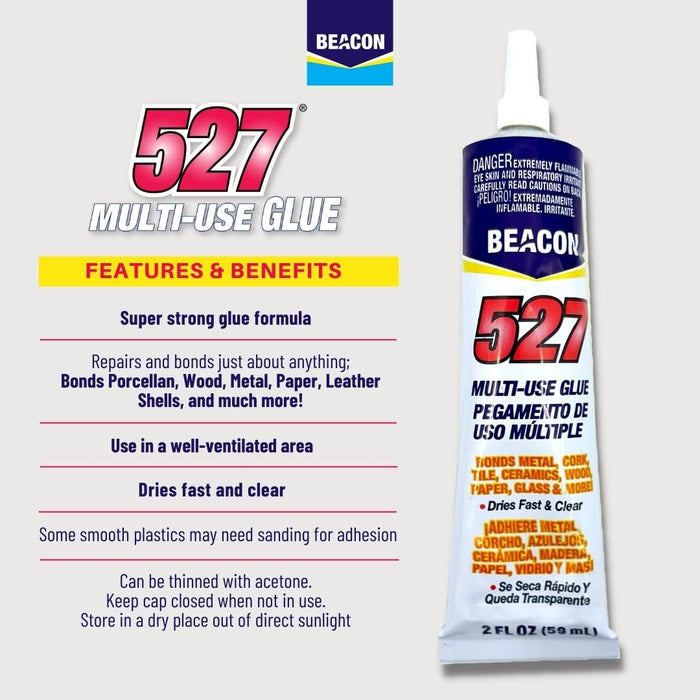 BEACON 527 Multi-Use Glue for Ceramics, China, Metal & More - Quick-Dry, Waterproof & Weatherproof Adhesive, 4-Ounce