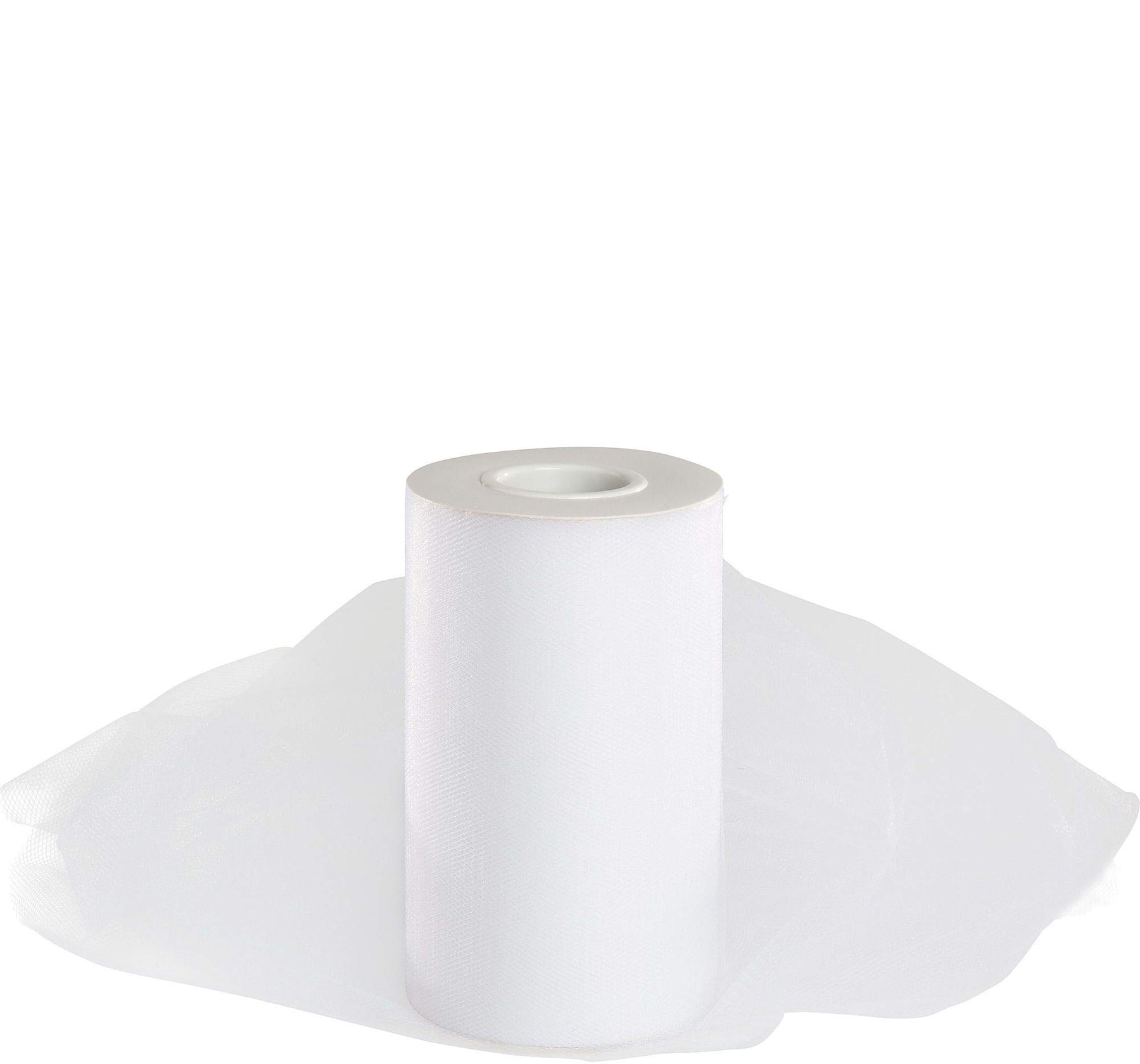 Elegant White Tulle Spool - 6" x 65 Yards, 1 Piece - Perfect Decoration for Weddings, Engagements, and Anniversaries