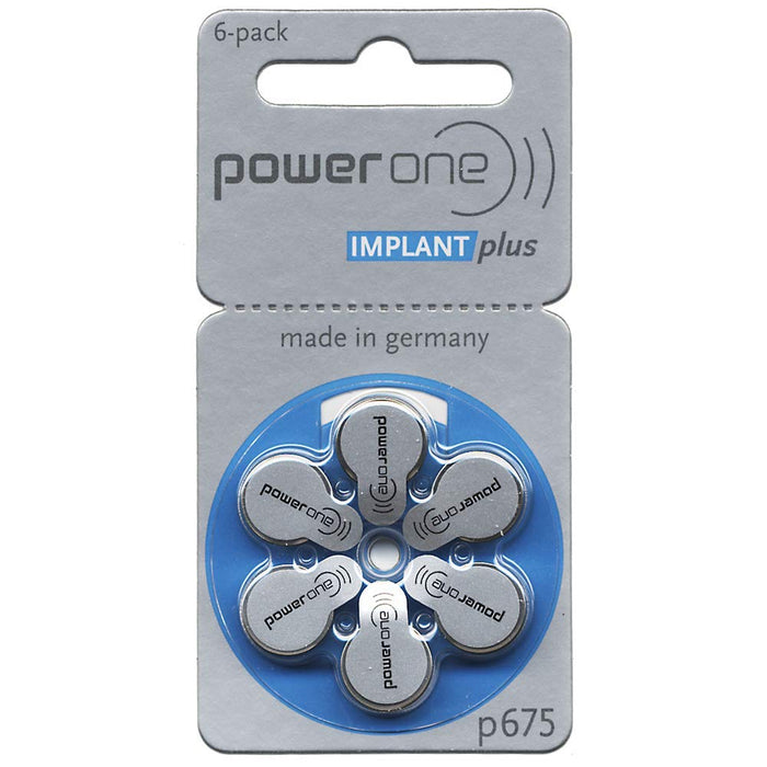 120 x Size p675 PowerOne IMPLANT Plus Cochlear Hearing Aid Batteries