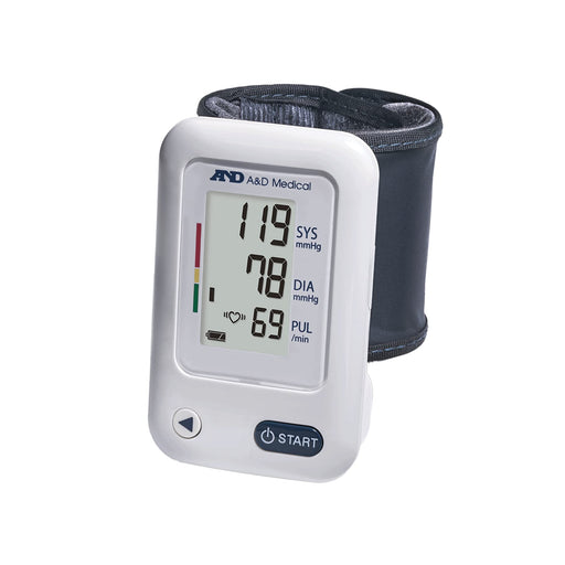 A&D Medical Essential One Button Wrist Blood Pressure Monitor (13.5-21.5 cm / 5.3-8.5" Range Cuff) One Click Operation, Easy to Read Digital LCD Screen, Portable Home BP Monitor
