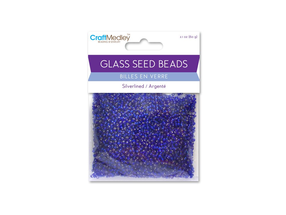 Multicraft Imports Glass Seed Beads, Silverlined, 60g, Capri Blue