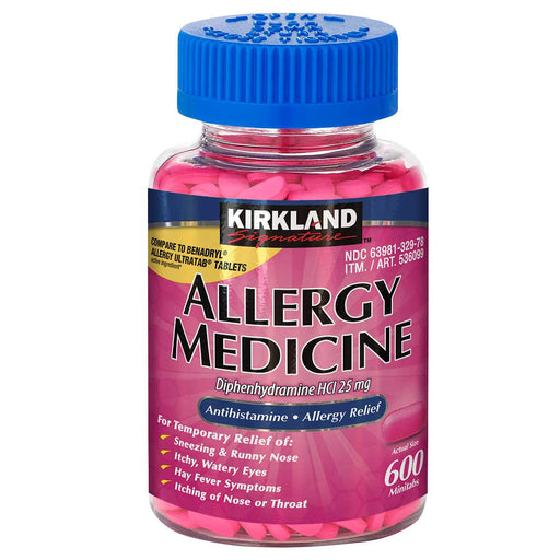 Kirkland Allergy Medicine, Diphenhydramine HCI 25 Milligram 600 Tablets (Pack of 3)