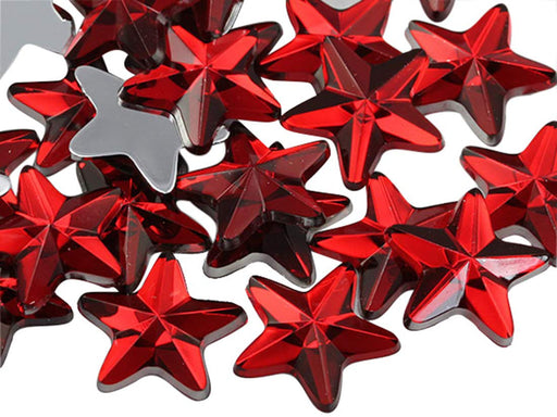 Allstarco Star Rhinestone Embelishments 25mm Flat Back Acrylic Plastic Gems for Jewelry, Crafts, Costumes, Invitations, Cosplay - 15 Pieces (Red Ruby H103)