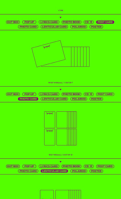 DREAMUS NMIXX ENTWURF 2nd Single Album Limited Version CD+Poster+Pop-up card+Lyrics card+Lyrics card+80p Photocard+Postcard+Photocard+Lenticular Card+Polaroid+Tracking, GREEN
