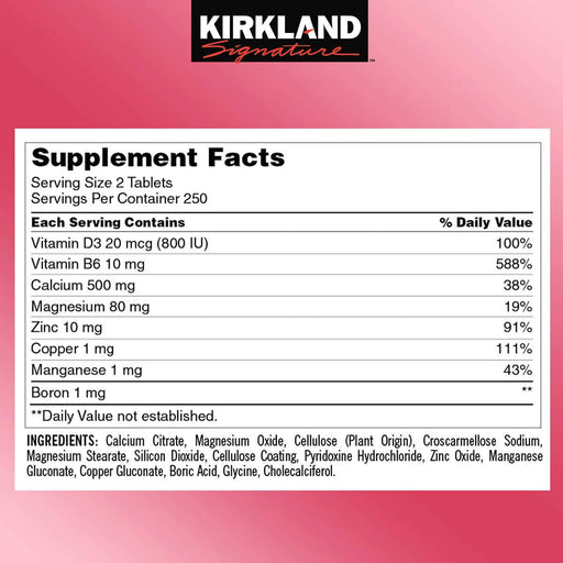 Kirkland Signature Calcium Citrate 500mg, 500 Count (Pack of 2)