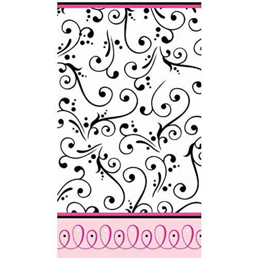 AMSCAN Sweet Wedding Party Damask Table Cover, Plastic, 54' x 102'