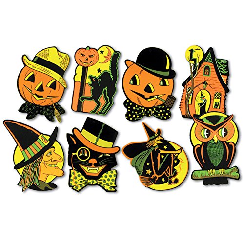 Beistle Pkgd Halloween Cutouts 8.5 inches x 9.25 inches - 2 Packs of 4 Cutouts