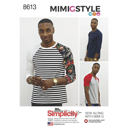 Simplicity US8613A Men's Knit Long Short Sleeve Shirt Patterns by Mimi G Style, Sizes XS-M, White