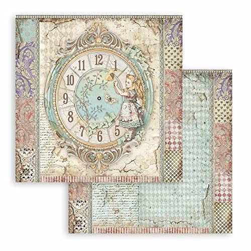 Stamperia International Scrapbooking Pad-Double Sided Sheets-Alice in Wonderland & Through The Looking Glass, Various, 12 x 12 cm