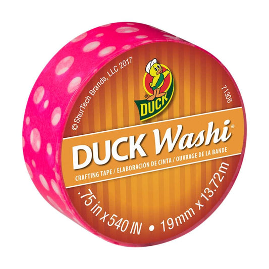 Neon Pink Dots - Duck Washi Crafting Tape 0.75 in. X 15 yd.
