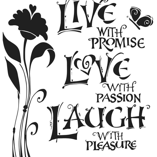 Crafters Workshop 6x6 Stencil Live Love Laugh, 7 x 6.25 x 0.05, Black/White