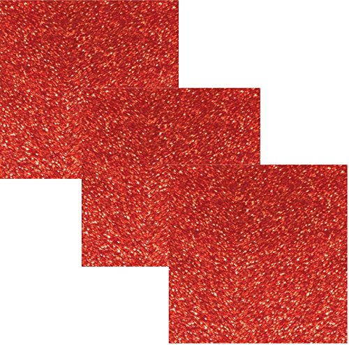 Siser EasyPSV Glitter Permanent Self Adhesive Craft Vinyl 12" x 12" Sheets 3 Pack (Brick Red)