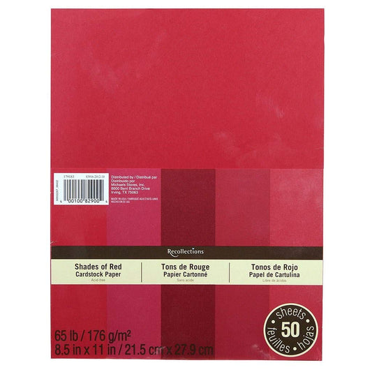 Recollections Cardstock Red 5 Shades 50 Sheets 8.5x11