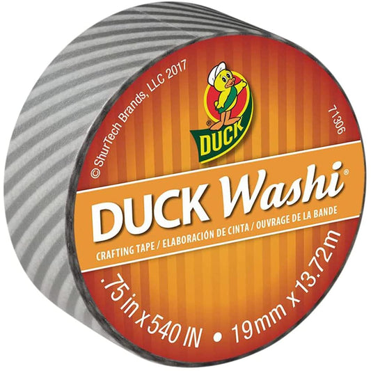 Silver Stripe - Duck Washi Crafting Tape 0.75 in. X 15 yd.